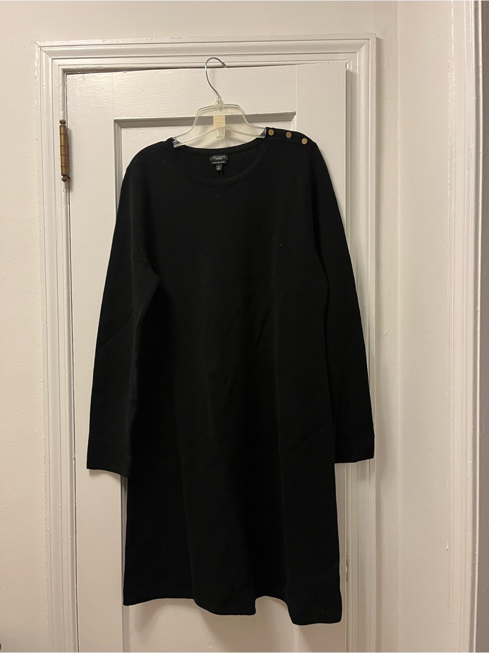 NWT  XL Talbots Black Merino Wool Long-Sleeve Shift Dress